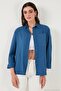 Regular Fit Single Pocket Short Front Long Back Crinkle Shirt Women's Shirt 6772752 - 5