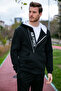 Cotton Slim Fit Kangaroo Pocket Zipper Detailed Hooded Collar Sweat Men's Sweat 575707 - 2