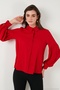 Regular Fit Stitching Detailed Straight Collar Balloon Sleeve Shirt Women's Shirt 611Go00003 - 5