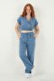 Regular Fit Double Breasted Collar Button Detailed Crop Suit Women's Suit 5866446 - 5