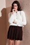 Fitted Fit Crew Neck Soft Textured Crop Cardigan Women's Cardigan 4615559 - 3