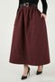 Cotton Relaxed Fit Elastic Waist Belt Detailed Midi Length Skirt Women's Skirt 6921273 - 3