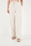Cotton Waist-Tied High Waist Wide Leg Regular Fit Pants with Pockets Women's Pants 668Yp4 - 3