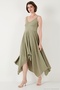 Asymmetrical Cut Regular Fit Midi Length Strappy V-Neck Dress Women's Dress 5866131 - 3