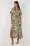 Patterned Slit Shirt Collar Maxi Dress Women's Dress 611El502 - 5