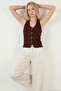 Ribbed Fitted Fit Halter Neck Backless Vest Women's Vest 5866515 - 4