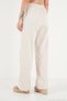 Cotton Waist-Tied High Waist Wide Leg Regular Fit Pants with Pockets Women's Pants 668Yp4 - 7