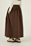 Cotton Blend Regular Fit Elastic Waist Midi Length Skirt Women's Skirt 6921268 - 6