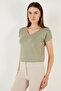 V-Neck Relaxed Fit Slit Blouse Women's Bluz 5862000 - 3