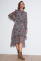 Regular Fit Collar Detailed Flounce Chiffon Midi Dress Women's Dress 611El1448 - 2