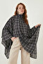Plaid Cotton Oversize Fit Scarf Collar Poncho Women's Poncho 6925472 - 5
