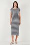 Regular Fit Crew Neck Striped Midi Dress Women's Dress 5866105 - 4