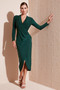 Double-Breasted Collar Slit Drape Detailed Midi Evening Dress Women's Dress 611El1769 - 2