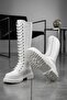 Bany White Lace Up Side Zipper Daily Women's Boots - 6