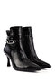 Woman's black zippered thin heeled boots - 3