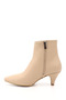 Women's Nude Zippered Pointed Toe Thin Heeled Boots - 4