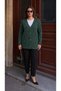 Classic Knitted Buttoned Jacket with Heart Pattern - 2