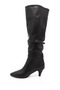 Women's Black Pointed Toe Bellows Thin Heeled Boots - 5
