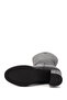 Women's Black Round Toe Zippered Thick Heeled Boots - 6