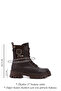 Women's Brown Zippered Thick Heeled Boots - 2