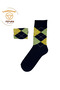 Women's Winter Thermal Wool Warm Lambswool Navy Blue Yellow Green Argyle Socks - 2