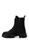 Women's Black Zippered Thick Heeled Boots - 4