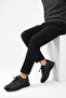 Men's Black Lace-Up Rubber Sole Genuine Leather Sneakers - 3