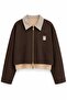 Moka Contrast Collar Lined Crop Jacket - 2