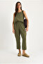 Women's Dark Khaki Thick Strap Blouse Elastic Waist Pants Modal Set 3089 60283231 - 2