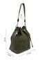 Women's Khaki Suede Drawstring Shoulder and Backpack - 3