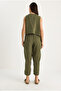 Women's Dark Khaki Thick Strap Blouse Elastic Waist Pants Modal Set 3089 60283231 - 6