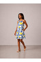 Lemon Patterned Viscose Halter Dress with Pockets - 4