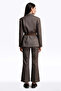 Belted Waist Double-Breasted Blazer Jacket Brown - 5