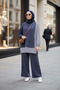 Striped Shirt Detailed Tunic Double Suit |   Anthracite Gray with Pockets, Wide Legs and Tunic - 6