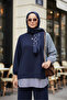 Women's Modest Set Line Two-Piece Shirt Set Navy - 3