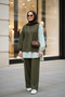 Line Shirt Detailed Green Two-Piece Set - 5