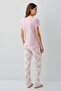 Women's Short Sleeve Pajama Set 50% Cotton 50% Modal – Patterned Pajama Bottoms with Pockets, Full Length - 4