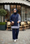 Women's Modest Set Line Two-Piece Shirt Set Navy - 6