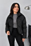 Women's Wide Collar Diamond Patterned Oversize Puffer Coat - 3