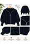Navy Shawl Collar Zip-Up Knit Cardigan - 3