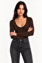 Women's V-Neck Snap Bodysuit - 3