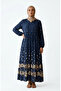 Viscose Fabric Polka Dot Layered Dress 5587-05 Indigo - 2