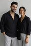 No-Iron Oversize Flexible Wrinkle Fabric Shirt Black - 3