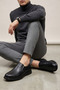 Men's Black Genuine Leather Classic Shoes - 3