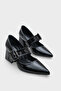 Catherin Pointed Toe Thick Medium Heeled Strappy Women's Shoes