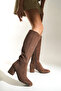 Cathrine Oval-Toe Side-Zip Closure Heeled Suede Women's Boots