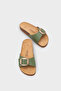Lee Large Buckle Anatomical Cork Sole Leather Slippers - 5