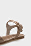 Celinda Ankle Strap Blunt Toe Flat Heeled Satin Women's Sandals - 3