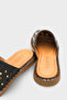 Lidia Genuine Leather Flat Heeled Studded Women's Sabo Slipper - 3