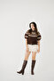 Oval Toe Side Zipper Brown Heeled Women's Boots - 4